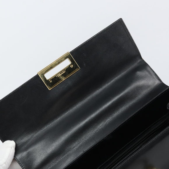 Salvatore Ferragamo Gancini Hand Bag Leather 2way Black Gold Auth 156465