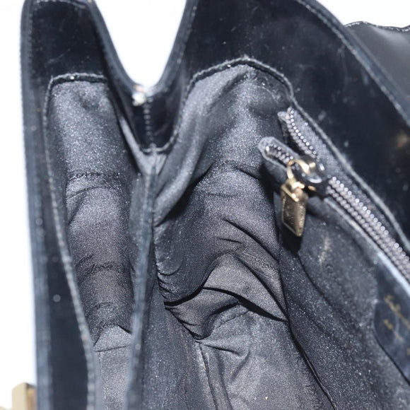 Salvatore Ferragamo Gancini Hand Bag Leather 2way Black Gold Auth 156465