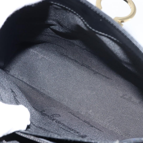 Salvatore Ferragamo Gancini Hand Bag Leather 2way Black Gold Auth 156465