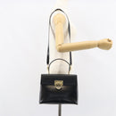 Salvatore Ferragamo Gancini Hand Bag Leather 2way Black Gold Auth 156465-26