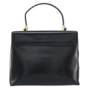Salvatore Ferragamo Gancini Hand Bag Leather 2way Black Gold Auth 156465-2