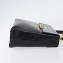 Salvatore Ferragamo Gancini Hand Bag Leather 2way Black Gold Auth 156465-3