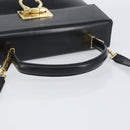 Salvatore Ferragamo Gancini Hand Bag Leather 2way Black Gold Auth 156465-7