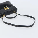 Salvatore Ferragamo Gancini Hand Bag Leather 2way Black Gold Auth 156465-8