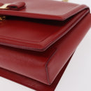 Salvatore Ferragamo Chain Vala Shoulder Bag Leather Red Gold Auth 156466V-11