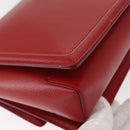 Salvatore Ferragamo Chain Vala Shoulder Bag Leather Red Gold Auth 156466V-12