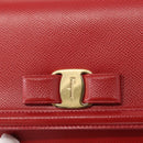 Salvatore Ferragamo Chain Vala Shoulder Bag Leather Red Gold Auth 156466V-14