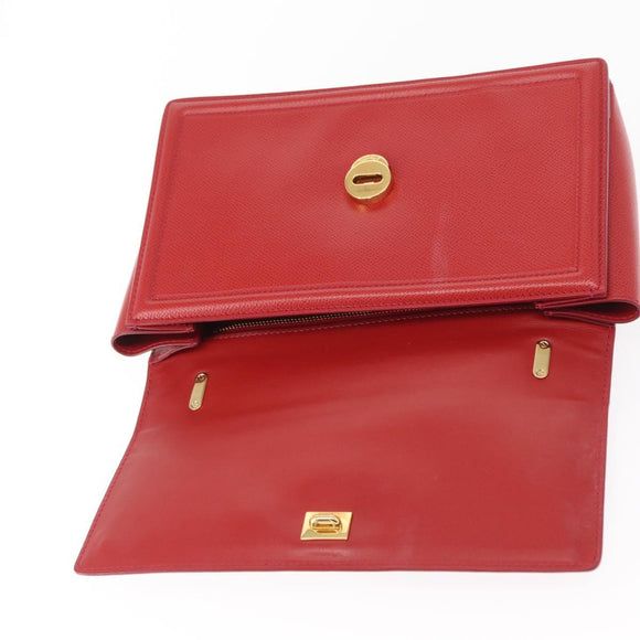 Salvatore Ferragamo Chain Vala Shoulder Bag Leather Red Gold Auth 156466V