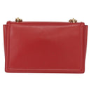 Salvatore Ferragamo Chain Vala Shoulder Bag Leather Red Gold Auth 156466V-3
