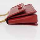 Salvatore Ferragamo Chain Vala Shoulder Bag Leather Red Gold Auth 156466V-5