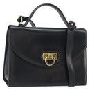 Salvatore Ferragamo Gancini Shoulder Bag Leather 2way Black Gold Auth 156467-1
