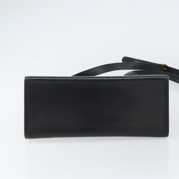 Salvatore Ferragamo Gancini Shoulder Bag Leather 2way Black Gold Auth 156467