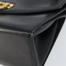Salvatore Ferragamo Gancini Shoulder Bag Leather 2way Black Gold Auth 156467-12