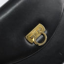 Salvatore Ferragamo Gancini Shoulder Bag Leather 2way Black Gold Auth 156467-16