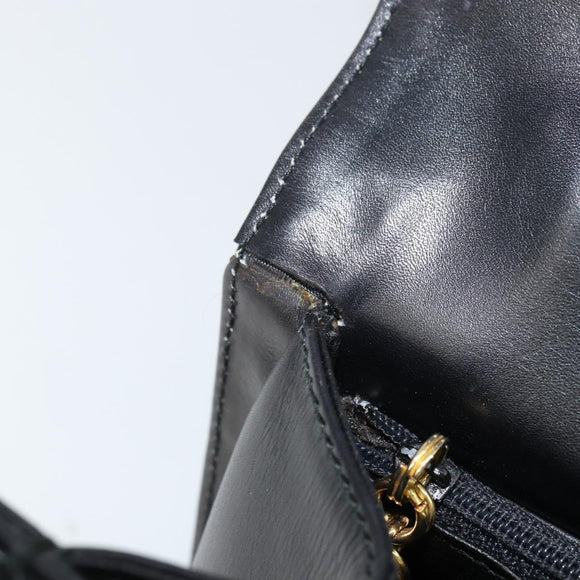 Salvatore Ferragamo Gancini Shoulder Bag Leather 2way Black Gold Auth 156467