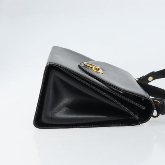 Salvatore Ferragamo Gancini Shoulder Bag Leather 2way Black Gold Auth 156467