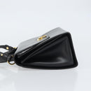 Salvatore Ferragamo Gancini Shoulder Bag Leather 2way Black Gold Auth 156467-5