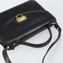 Salvatore Ferragamo Gancini Shoulder Bag Leather 2way Black Gold Auth 156467-6