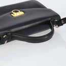 Salvatore Ferragamo Gancini Shoulder Bag Leather 2way Black Gold Auth 156467-7