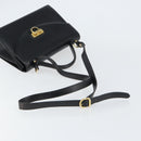 Salvatore Ferragamo Gancini Shoulder Bag Leather 2way Black Gold Auth 156467-9