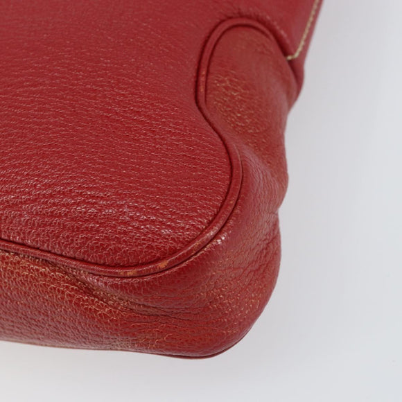 Salvatore Ferragamo Vala Shoulder Bag Leather Red Silver Auth 156468