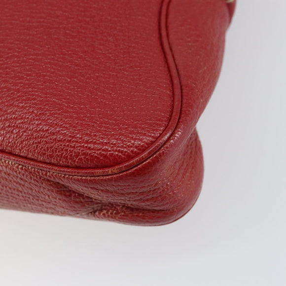 Salvatore Ferragamo Vala Shoulder Bag Leather Red Silver Auth 156468