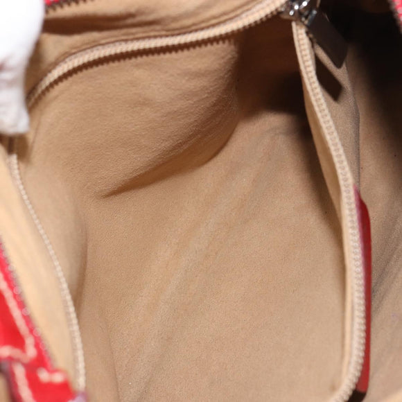 Salvatore Ferragamo Vala Shoulder Bag Leather Red Silver Auth 156468