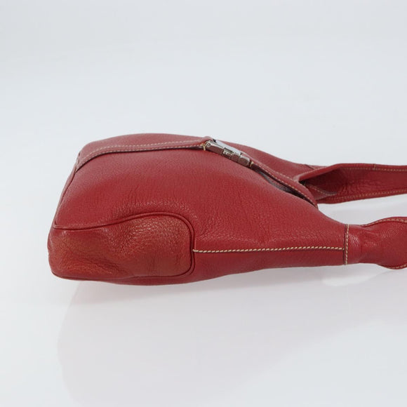 Salvatore Ferragamo Vala Shoulder Bag Leather Red Silver Auth 156468