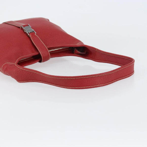 Salvatore Ferragamo Vala Shoulder Bag Leather Red Silver Auth 156468