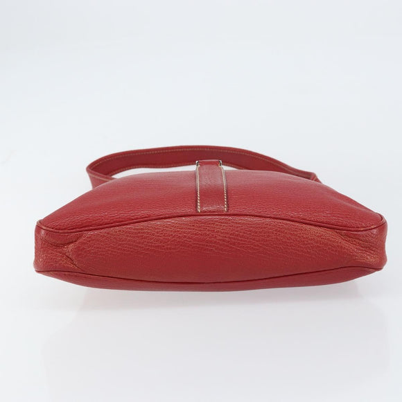 Salvatore Ferragamo Vala Shoulder Bag Leather Red Silver Auth 156468