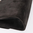 Salvatore Ferragamo Gancini Shoulder Bag Suede Gray Gold Auth 156470-15