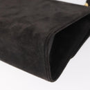 Salvatore Ferragamo Gancini Shoulder Bag Suede Gray Gold Auth 156470-16