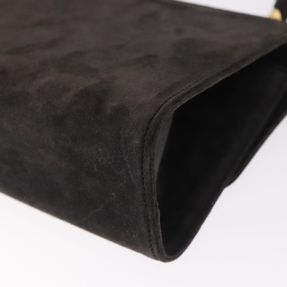 Salvatore Ferragamo Gancini Shoulder Bag Suede Gray Gold Auth 156470
