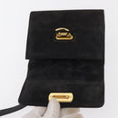Salvatore Ferragamo Gancini Shoulder Bag Suede Gray Gold Auth 156470-18