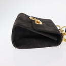 Salvatore Ferragamo Gancini Shoulder Bag Suede Gray Gold Auth 156470-3