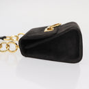 Salvatore Ferragamo Gancini Shoulder Bag Suede Gray Gold Auth 156470-4