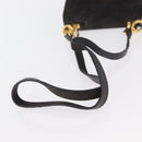 Salvatore Ferragamo Gancini Shoulder Bag Suede Gray Gold Auth 156470-7