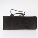 Salvatore Ferragamo Gancini Shoulder Bag Suede Gray Gold Auth 156470-5