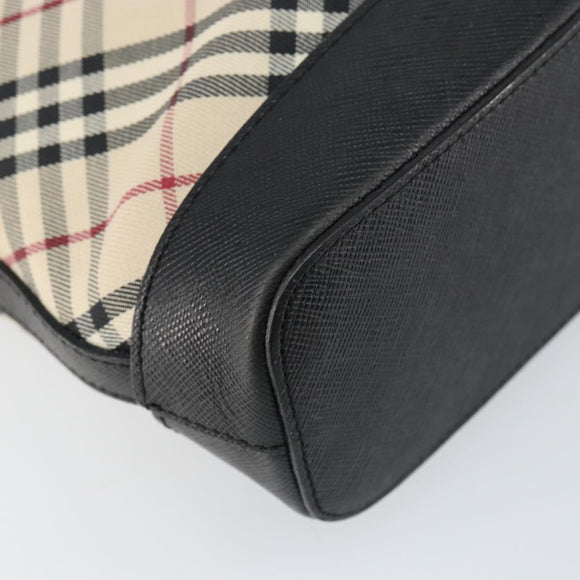 BURBERRY Nova Check Shoulder Bag Canvas Beige Silver Auth 156473