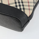 BURBERRY Nova Check Shoulder Bag Canvas Beige Silver Auth 156473-15