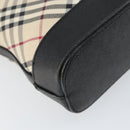 BURBERRY Nova Check Shoulder Bag Canvas Beige Silver Auth 156473-16