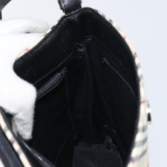 BURBERRY Nova Check Shoulder Bag Canvas Beige Silver Auth 156473