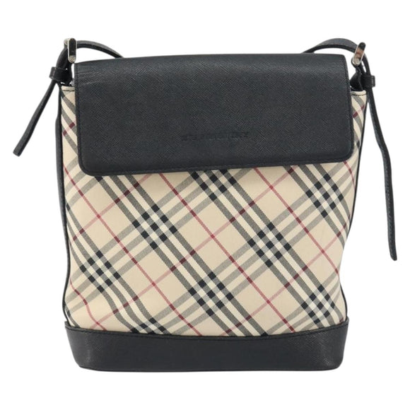 BURBERRY Nova Check Shoulder Bag Canvas Beige Silver Auth 156473