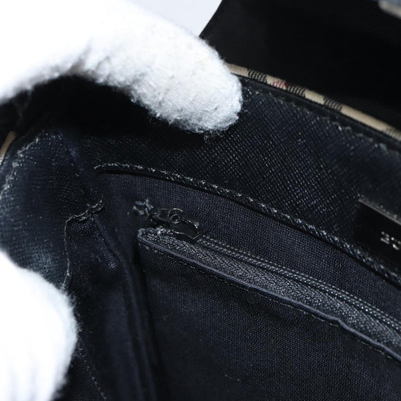 BURBERRY Nova Check Shoulder Bag Canvas Beige Silver Auth 156473