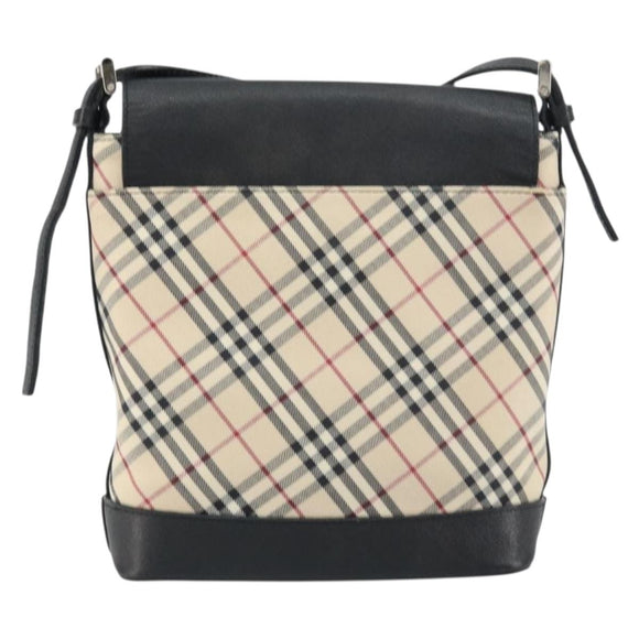 BURBERRY Nova Check Shoulder Bag Canvas Beige Silver Auth 156473