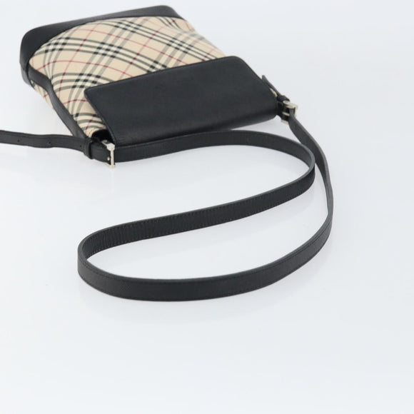 BURBERRY Nova Check Shoulder Bag Canvas Beige Silver Auth 156473