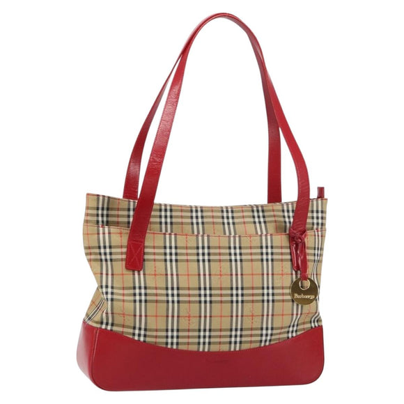 Burberrys Nova Check Tote Bag Canvas Beige Gold Auth 156474