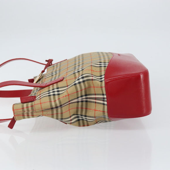 Burberrys Nova Check Tote Bag Canvas Beige Gold Auth 156474