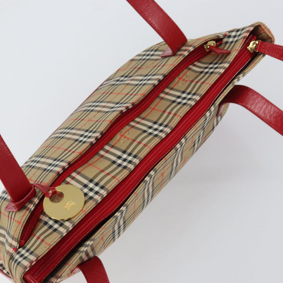 Burberrys Nova Check Tote Bag Canvas Beige Gold Auth 156474