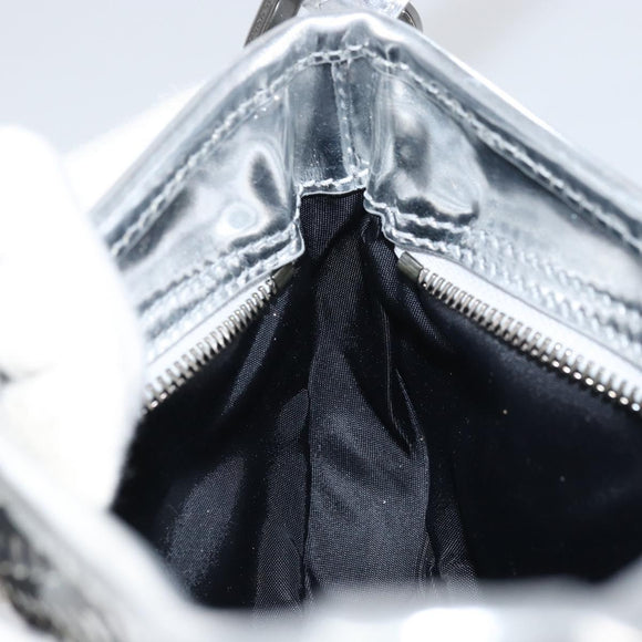 BURBERRY Nova Check Umhängetasche PVC Silber Auth 156475
